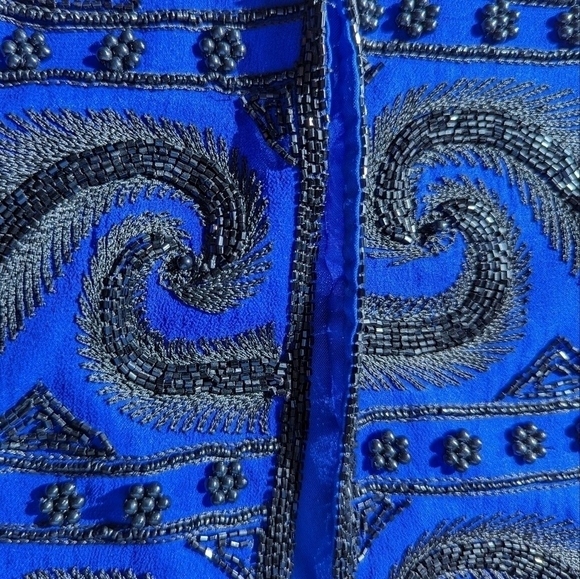Niteline Della Roufogali Vintage Silk Beaded Semi Sheer Jacket Size Medium - Picture 12 of 14